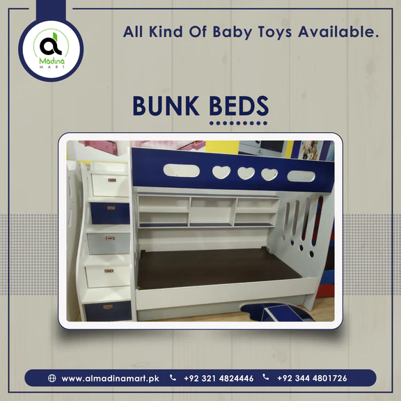 White & Blue Theme kids Bunker Bed
