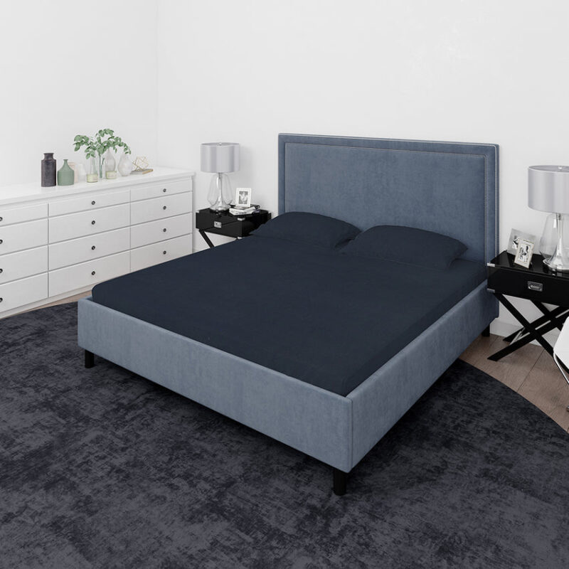 Eminent King Size Cotton Bed Sheet Dyed - Navy Blue